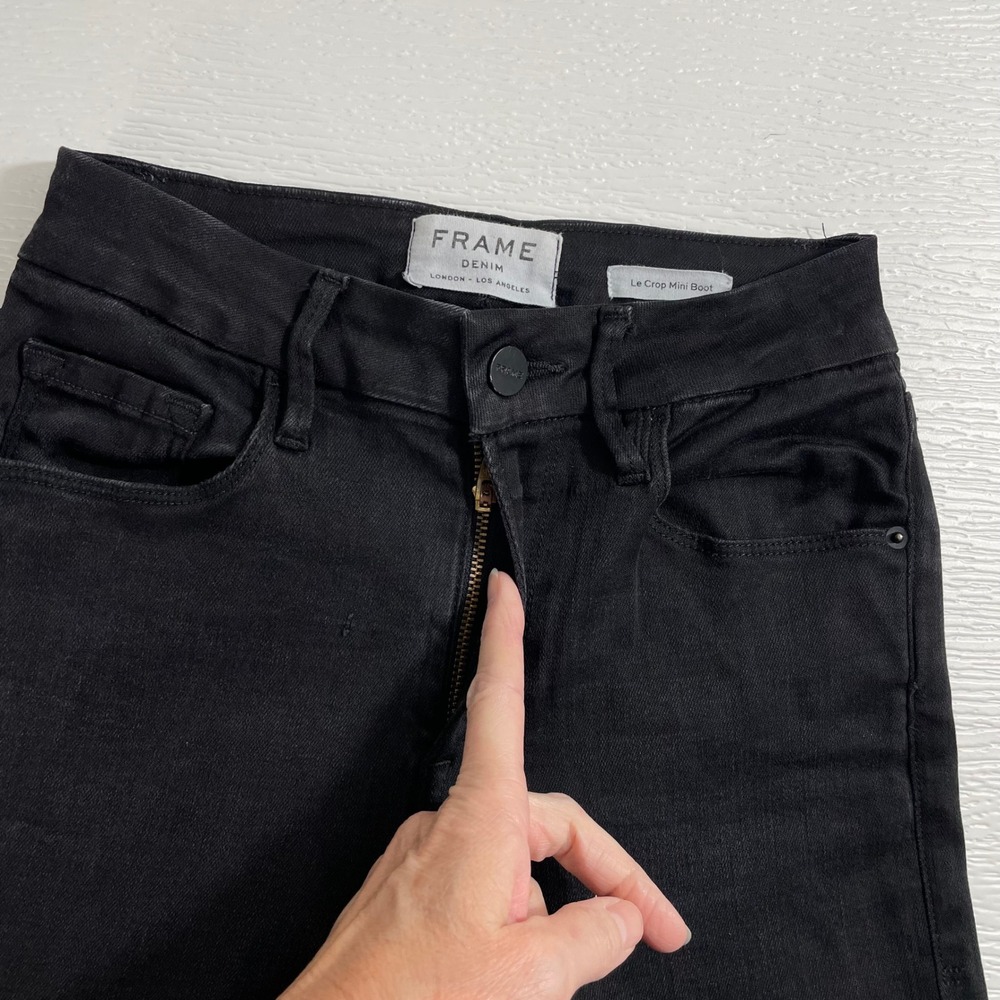FRAME Le Crop Mini Boot Jeans Women's Faded Black Denim Size 27 Mid Rise Cropped - Picture 4 of 9